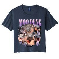 Moodeng The Famous Baby Pigmy Hippo Moodeng Funny Crew Crop Top