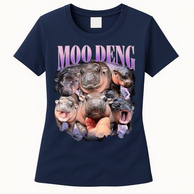 Moodeng The Famous Baby Pigmy Hippo Moodeng Funny Crew Womens T-Shirt