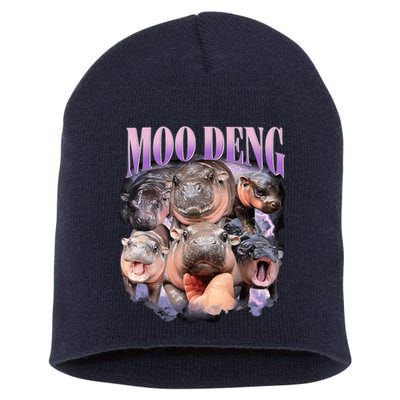 Moodeng The Famous Baby Pigmy Hippo Moodeng Funny Crew Short Acrylic Beanie