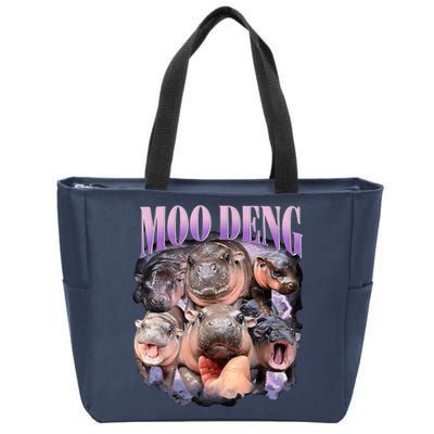 Moodeng The Famous Baby Pigmy Hippo Moodeng Funny Crew Zip Tote Bag