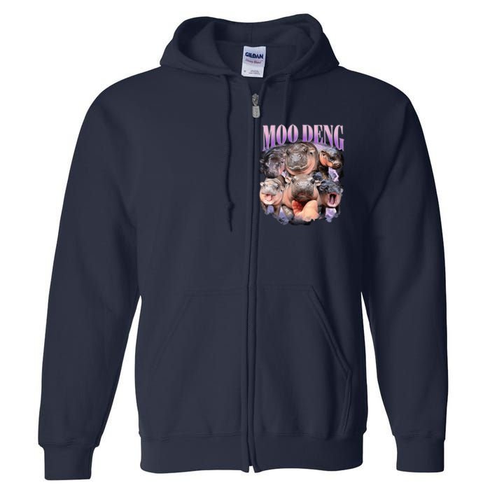 Moodeng The Famous Baby Pigmy Hippo Moodeng Funny Crew Full Zip Hoodie