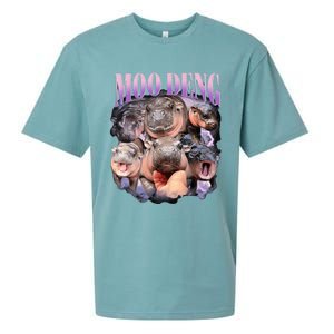 Moodeng The Famous Baby Pigmy Hippo Moodeng Funny Crew Sueded Cloud Jersey T-Shirt