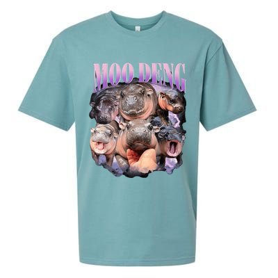 Moodeng The Famous Baby Pigmy Hippo Moodeng Funny Crew Sueded Cloud Jersey T-Shirt