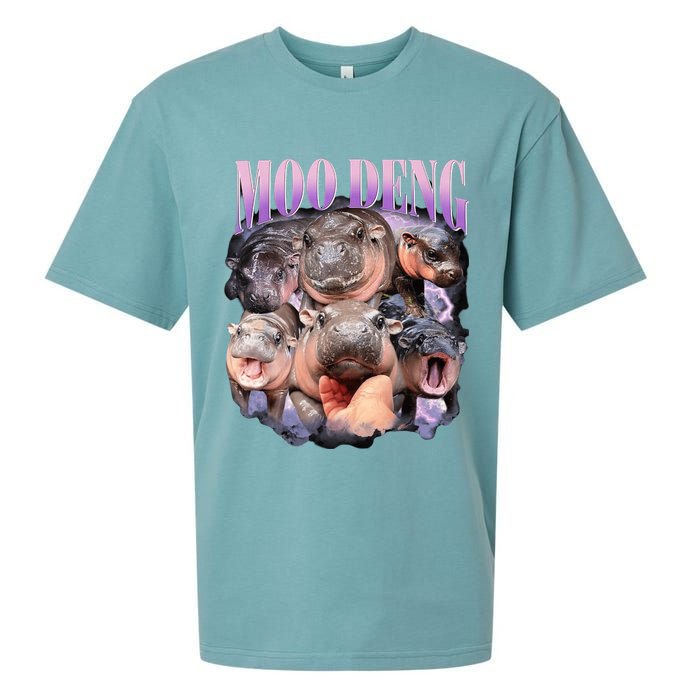 Moodeng The Famous Baby Pigmy Hippo Moodeng Funny Crew Sueded Cloud Jersey T-Shirt
