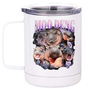 Moodeng The Famous Baby Pigmy Hippo Moodeng Funny Crew 12 oz Stainless Steel Tumbler Cup