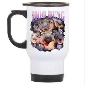 Moodeng The Famous Baby Pigmy Hippo Moodeng Funny Crew Stainless Steel Travel Mug