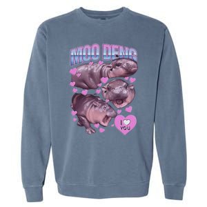 Moodeng The Famous Baby Pigmy Hippo Moodeng Meme Emotional Face Garment-Dyed Sweatshirt