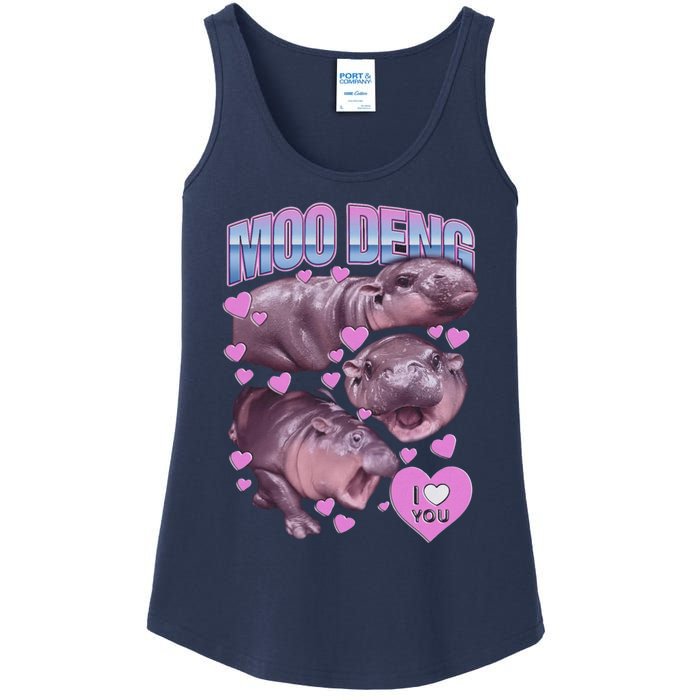 Moodeng The Famous Baby Pigmy Hippo Moodeng Meme Emotional Face Ladies Essential Tank