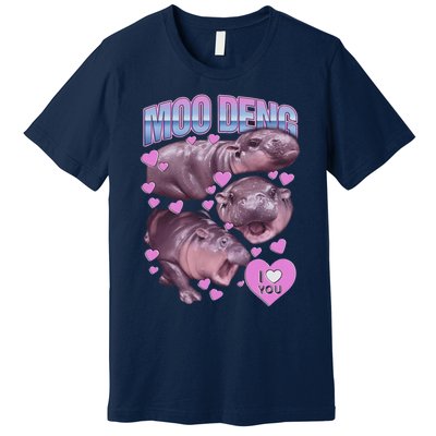 Moodeng The Famous Baby Pigmy Hippo Moodeng Meme Emotional Face Premium T-Shirt