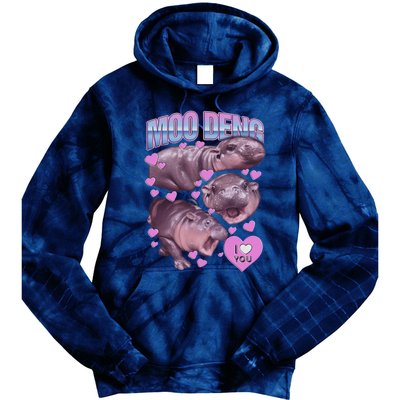 Moodeng The Famous Baby Pigmy Hippo Moodeng Meme Emotional Face Tie Dye Hoodie