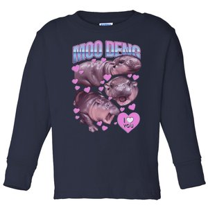 Moodeng The Famous Baby Pigmy Hippo Moodeng Meme Emotional Face Toddler Long Sleeve Shirt