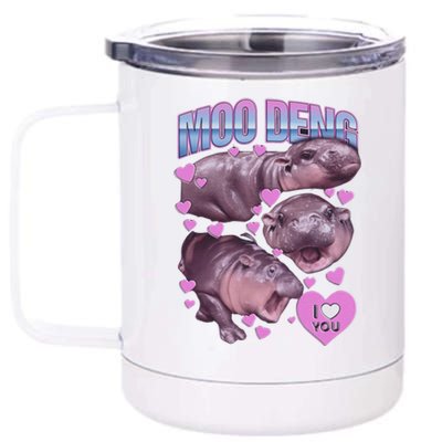 Moodeng The Famous Baby Pigmy Hippo Moodeng Meme Emotional Face 12 oz Stainless Steel Tumbler Cup