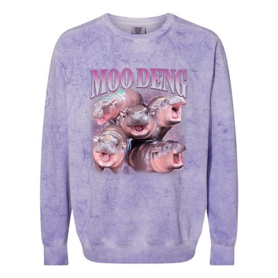 Moodeng The Famous Baby Pigmy Hippo Moodeng 5 Faces Emotional Meme Colorblast Crewneck Sweatshirt