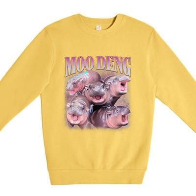 Moodeng The Famous Baby Pigmy Hippo Moodeng 5 Faces Emotional Meme Premium Crewneck Sweatshirt