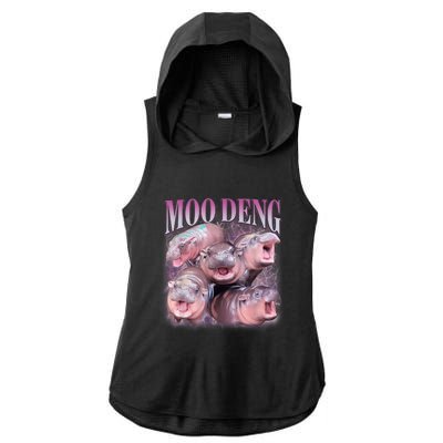 Moodeng The Famous Baby Pigmy Hippo Moodeng 5 Faces Emotional Meme Ladies PosiCharge Tri-Blend Wicking Draft Hoodie Tank