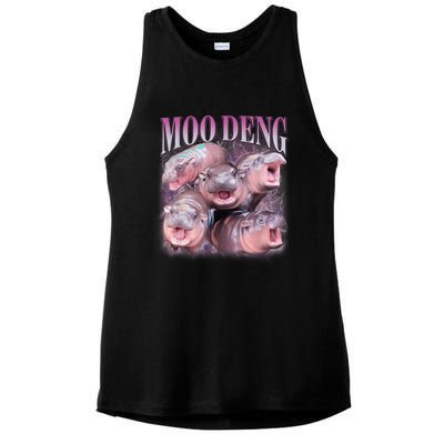 Moodeng The Famous Baby Pigmy Hippo Moodeng 5 Faces Emotional Meme Ladies PosiCharge Tri-Blend Wicking Tank