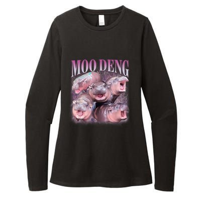 Moodeng The Famous Baby Pigmy Hippo Moodeng 5 Faces Emotional Meme Womens CVC Long Sleeve Shirt