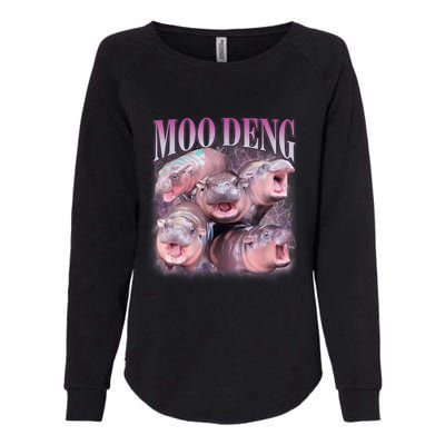 Moodeng The Famous Baby Pigmy Hippo Moodeng 5 Faces Emotional Meme Womens California Wash Sweatshirt