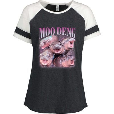 Moodeng The Famous Baby Pigmy Hippo Moodeng 5 Faces Emotional Meme Enza Ladies Jersey Colorblock Tee