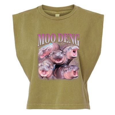 Moodeng The Famous Baby Pigmy Hippo Moodeng 5 Faces Emotional Meme Garment-Dyed Women's Muscle Tee