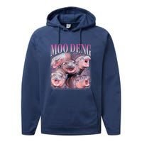 Moodeng The Famous Baby Pigmy Hippo Moodeng 5 Faces Emotional Meme Performance Fleece Hoodie