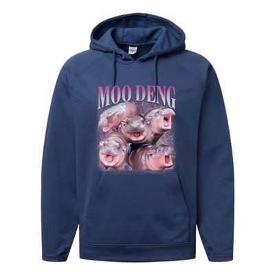 Moodeng The Famous Baby Pigmy Hippo Moodeng 5 Faces Emotional Meme Performance Fleece Hoodie