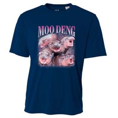 Moodeng The Famous Baby Pigmy Hippo Moodeng 5 Faces Emotional Meme Cooling Performance Crew T-Shirt