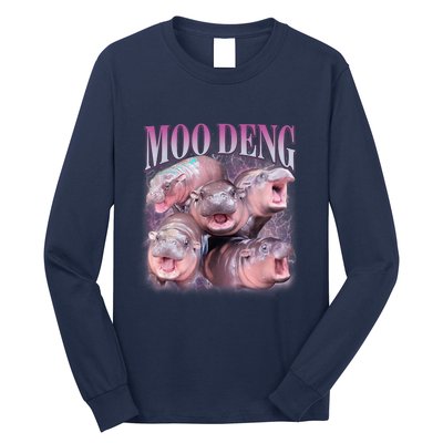 Moodeng The Famous Baby Pigmy Hippo Moodeng 5 Faces Emotional Meme Long Sleeve Shirt