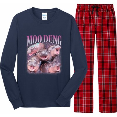 Moodeng The Famous Baby Pigmy Hippo Moodeng 5 Faces Emotional Meme Long Sleeve Pajama Set