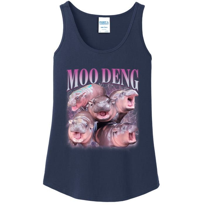 Moodeng The Famous Baby Pigmy Hippo Moodeng 5 Faces Emotional Meme Ladies Essential Tank