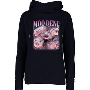 Moodeng The Famous Baby Pigmy Hippo Moodeng 5 Faces Emotional Meme Womens Funnel Neck Pullover Hood