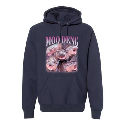 Moodeng The Famous Baby Pigmy Hippo Moodeng 5 Faces Emotional Meme Premium Hoodie