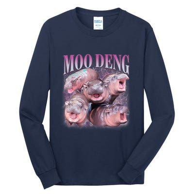 Moodeng The Famous Baby Pigmy Hippo Moodeng 5 Faces Emotional Meme Tall Long Sleeve T-Shirt