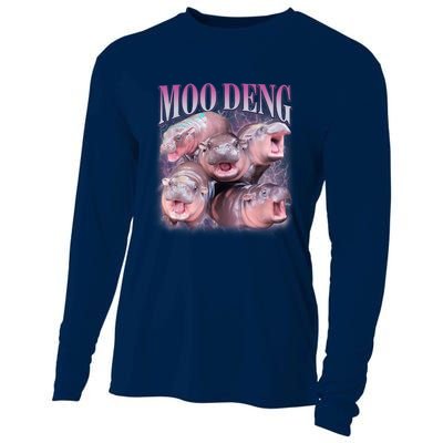 Moodeng The Famous Baby Pigmy Hippo Moodeng 5 Faces Emotional Meme Cooling Performance Long Sleeve Crew