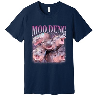 Moodeng The Famous Baby Pigmy Hippo Moodeng 5 Faces Emotional Meme Premium T-Shirt