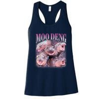 Moodeng The Famous Baby Pigmy Hippo Moodeng 5 Faces Emotional Meme Women's Racerback Tank