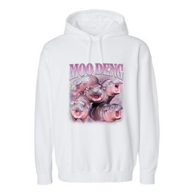 Moodeng The Famous Baby Pigmy Hippo Moodeng 5 Faces Emotional Meme Garment-Dyed Fleece Hoodie