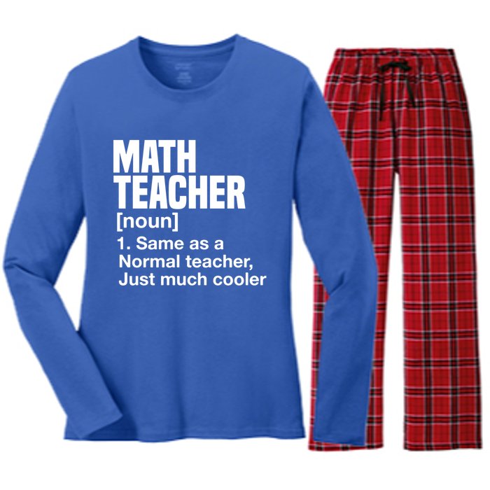 Math Teacher Funny Definition First Day Of School Teachers Meaningful Gift Women's Long Sleeve Flannel Pajama Set 