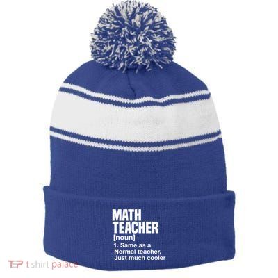 Math Teacher Funny Definition First Day Of School Teachers Meaningful Gift Stripe Pom Pom Beanie