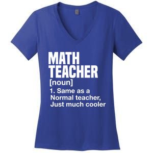 Math Teacher Funny Definition First Day Of School Teachers Meaningful Gift Women's V-Neck T-Shirt