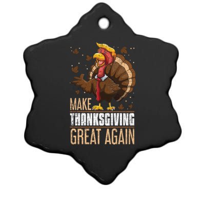 Make Turkey Great Again Funny Thanksgiving Trumpkin Usa Flag Gift Ceramic Star Ornament