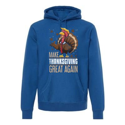 Make Turkey Great Again Funny Thanksgiving Trumpkin Usa Flag Gift Premium Hoodie