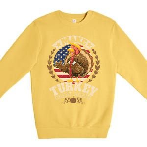 Make Turkey Great Again Grunge Thanksgiving Trumpkin Us Flag Gift Premium Crewneck Sweatshirt