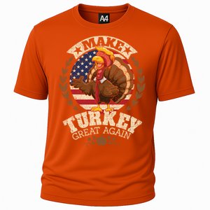 Make Turkey Great Again Grunge Thanksgiving Trumpkin Us Flag Gift Cooling Performance Crew T-Shirt