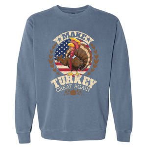 Make Turkey Great Again Grunge Thanksgiving Trumpkin Us Flag Gift Garment-Dyed Sweatshirt