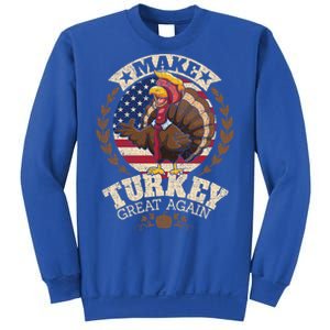 Make Turkey Great Again Grunge Thanksgiving Trumpkin Us Flag Gift Sweatshirt