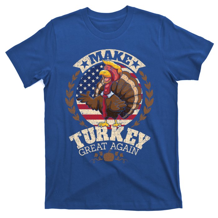 Make Turkey Great Again Grunge Thanksgiving Trumpkin Us Flag Gift T-Shirt