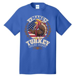 Make Turkey Great Again Grunge Thanksgiving Trumpkin Us Flag Gift Tall T-Shirt