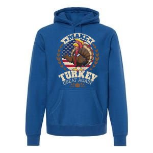 Make Turkey Great Again Grunge Thanksgiving Trumpkin Us Flag Gift Premium Hoodie