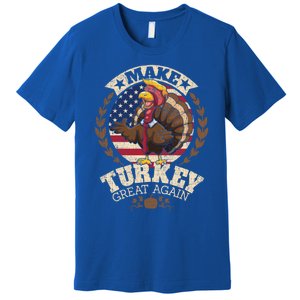 Make Turkey Great Again Grunge Thanksgiving Trumpkin Us Flag Gift Premium T-Shirt